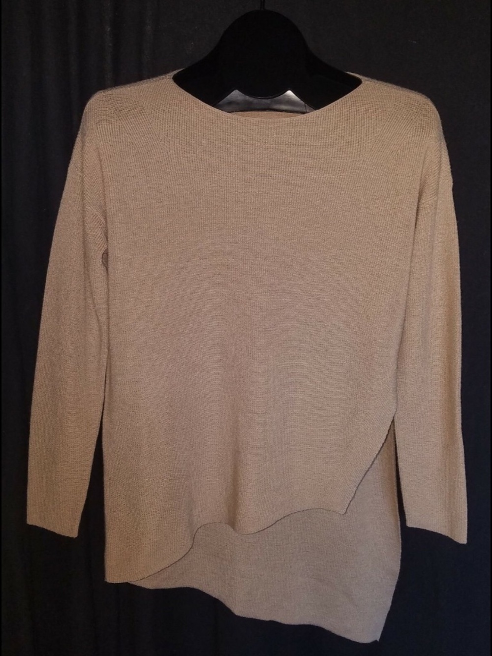 EILEEN FISHER Petite Size PP Beige Asymmetrical Sweater 100% Merino Wool